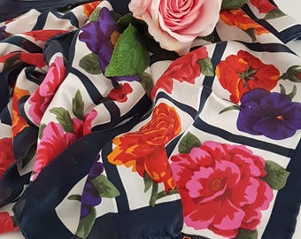 Vintage Bill Blass Silk Scarf: Floral Designer Accessory