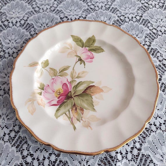 Johnson Bros 8-inch Pink Rose Floral Salad Plates Set of 3 Sovereign Potters D22-59