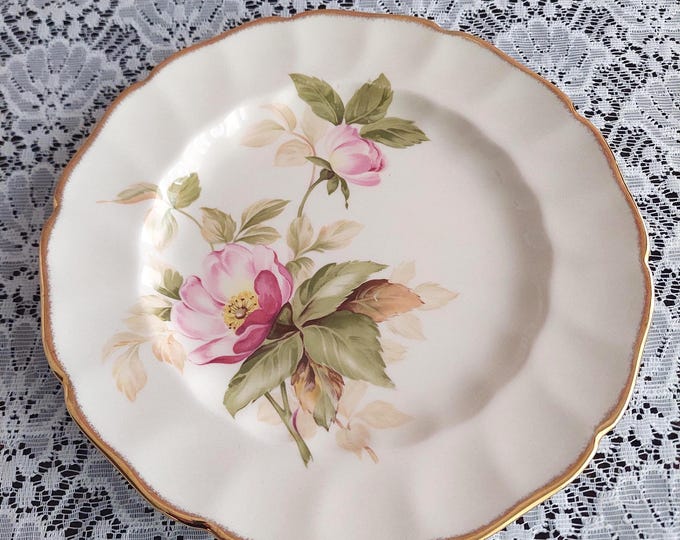 Johnson Bros 8-inch Pink Rose Floral Salad Plates Set of 3 Sovereign Potters D22-59