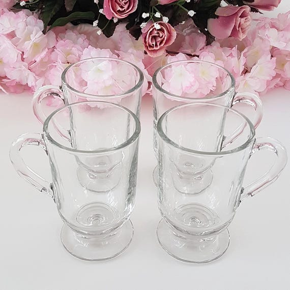 Vintage Libbey Irish Coffee Glasses Set of 4 - Pedestal Coffee Mugs