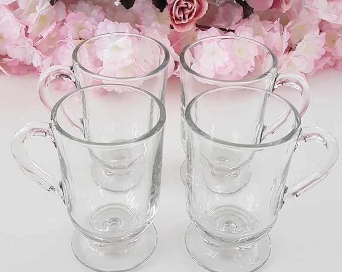 Vintage Libbey Irish Coffee Glasses Set of 4 - Pedestal Coffee Mugs