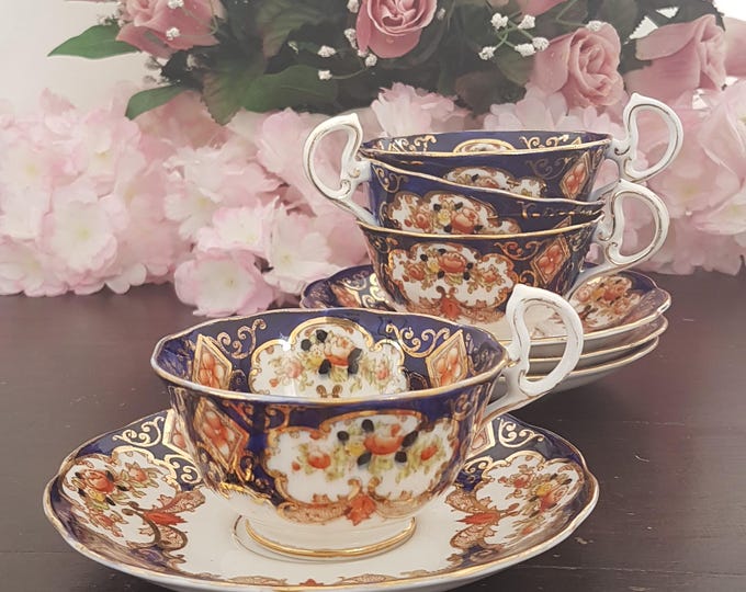 8pc Royal Albert Heirloom Tea Set for Four, Royal Albert Crown China Imari Colors