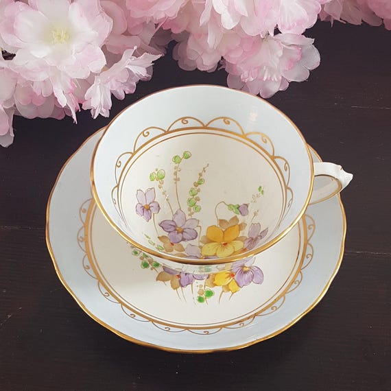 Plant Tuscan English Bone China Tea Cup & Saucer - Hand Painted
