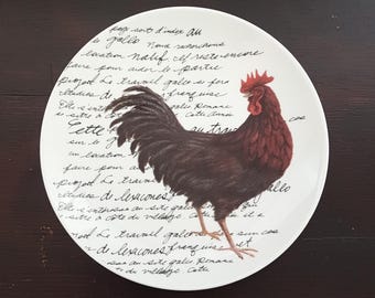 Vintage Rooster Salad Plates Set: Farmhouse Kitchen Decor