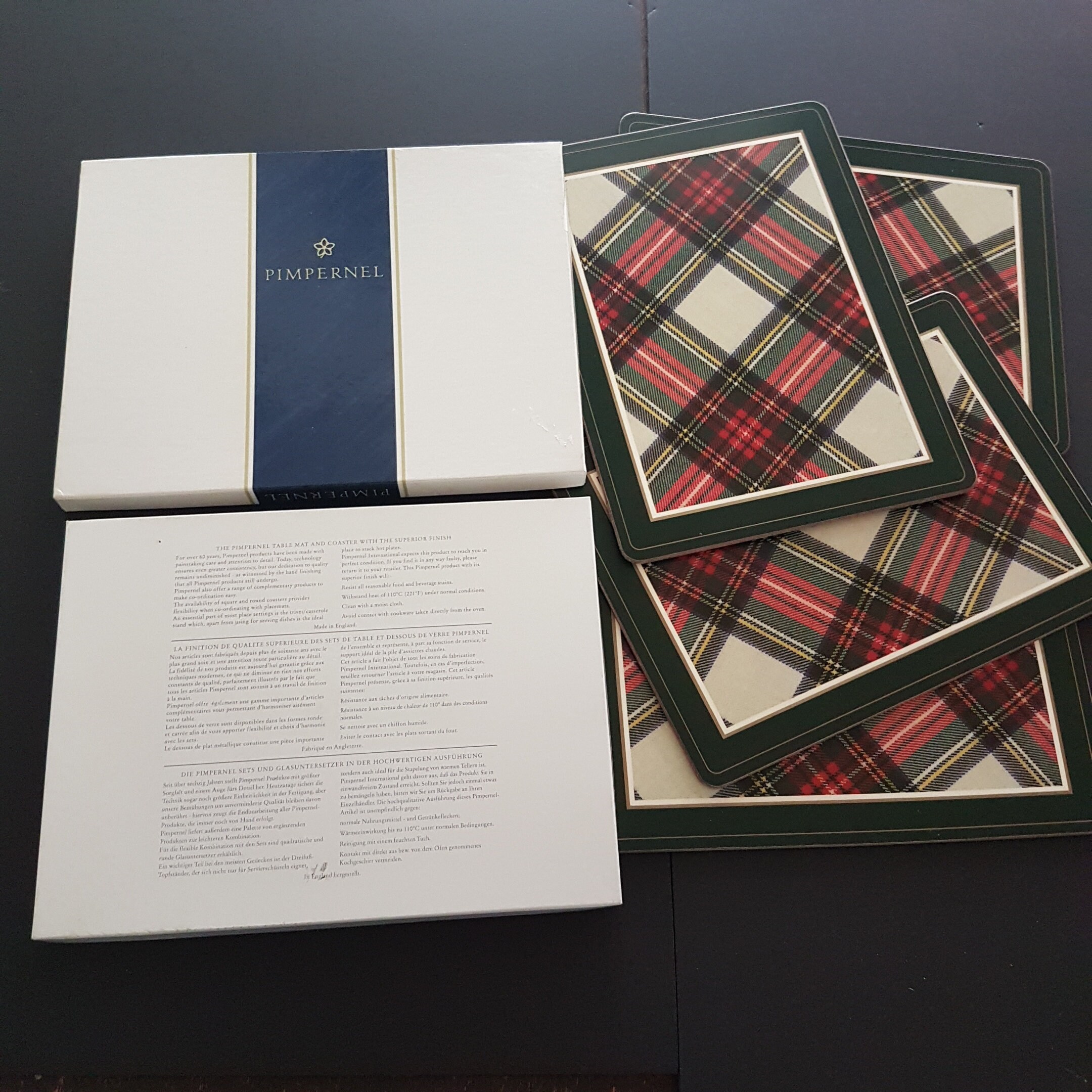 Set of 4 Pimpernel DRESS STEWART Placemat, Corkback, Scottish Tartan