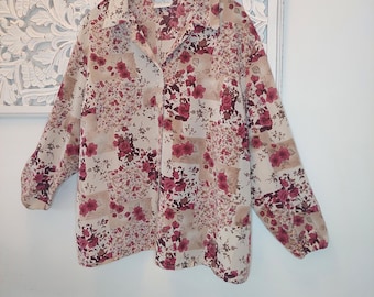 Delta Burke Collection 3X Floral Front Button Long Sleeve Chiffon Blouse