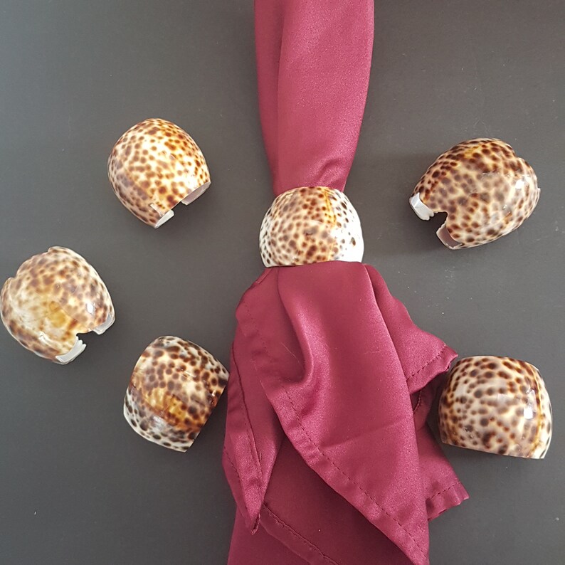 Vintage Set of 6 Cowrie Shell Napkin Rings Coastal Boho Beach House ...