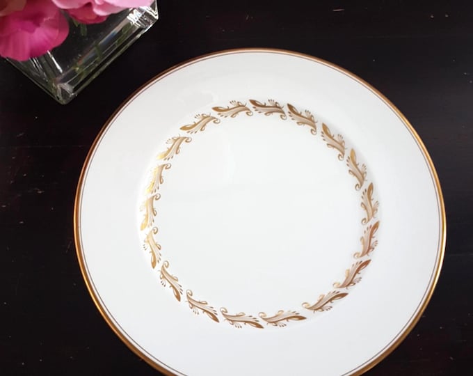 4pc Royal Albert Symphony White Gold Bone China Dinner Plates Set - Vintage English Tableware for Elegant Dining