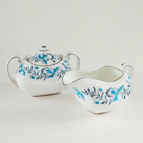 Vintage Grosvenor Debutante Bone China Lidded Sugar Bowl and Creamer Set