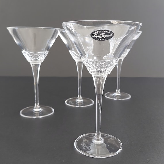 Luigi Bormioli Roma 1960 Martini Glasses, Italian Crystal Cocktail Stemware, Set of 4