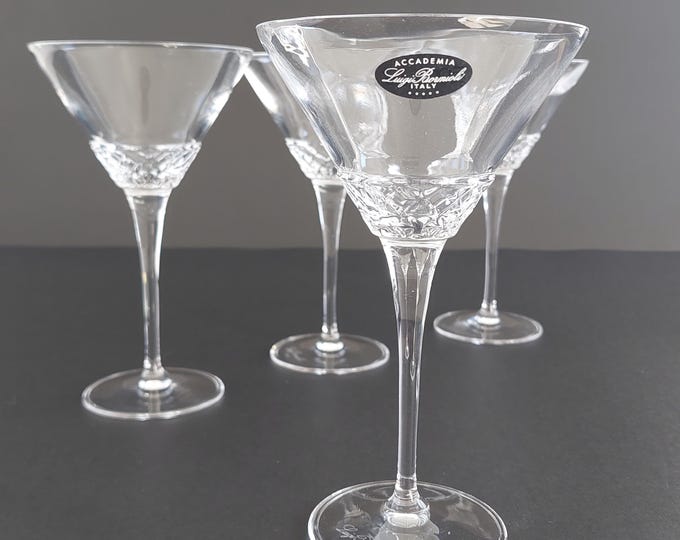 Luigi Bormioli Roma 1960 Martini Glasses, Italian Crystal Cocktail Stemware, Set of 4