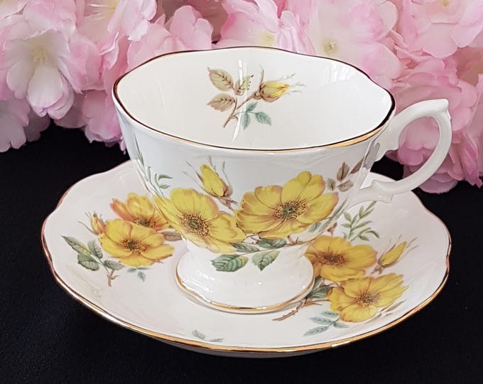 Vintage Royal Albert Yellow Wild Rose Tea Cup and Saucer with Gift Options
