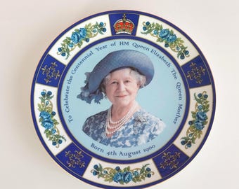 Coalport Bone China Commemorative Plate Queen Mother Royal Memorabilia Limited Edition Wall Display