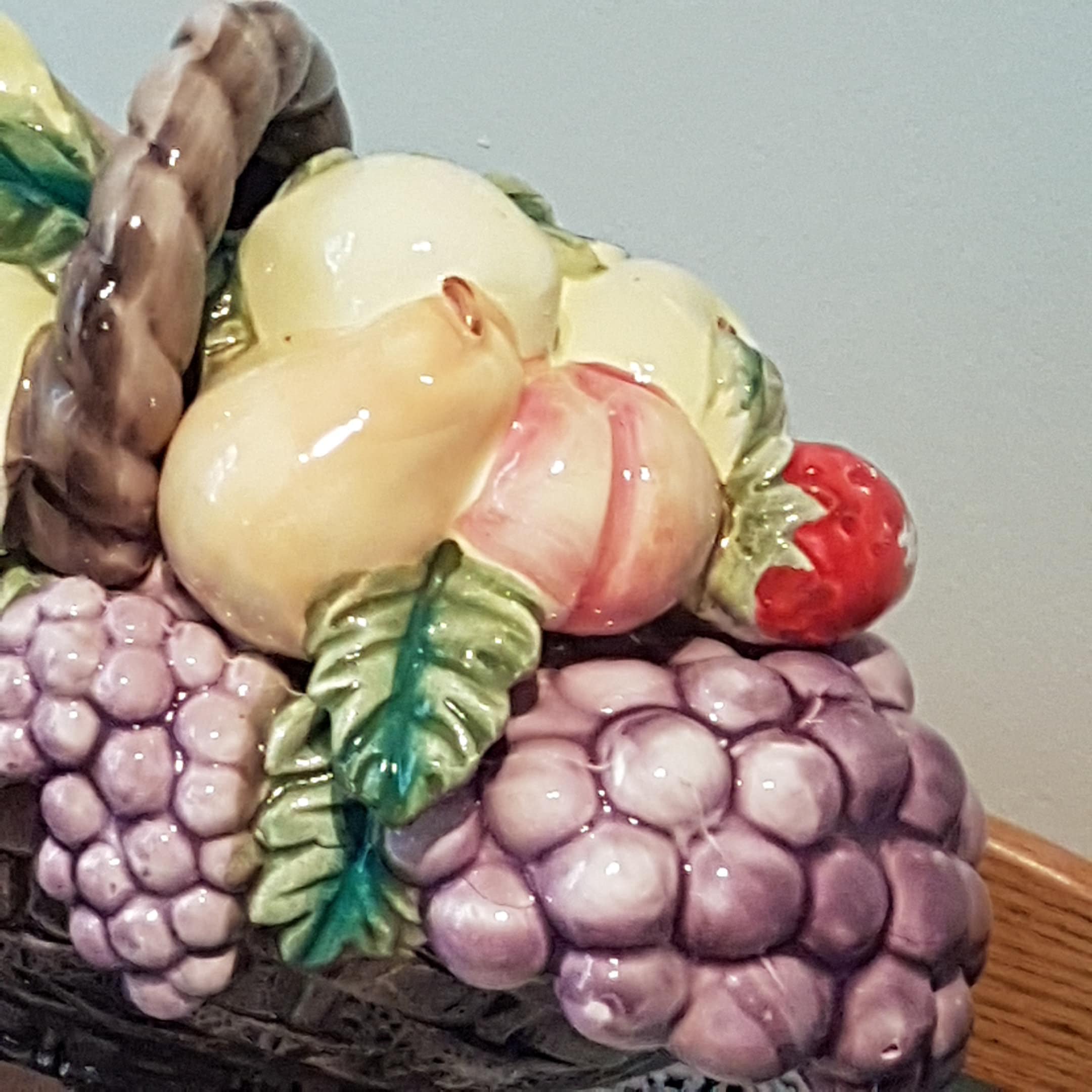 Vintage Japanese Decorative Ceramic Fruit Basket for Centerpiece, Fruit