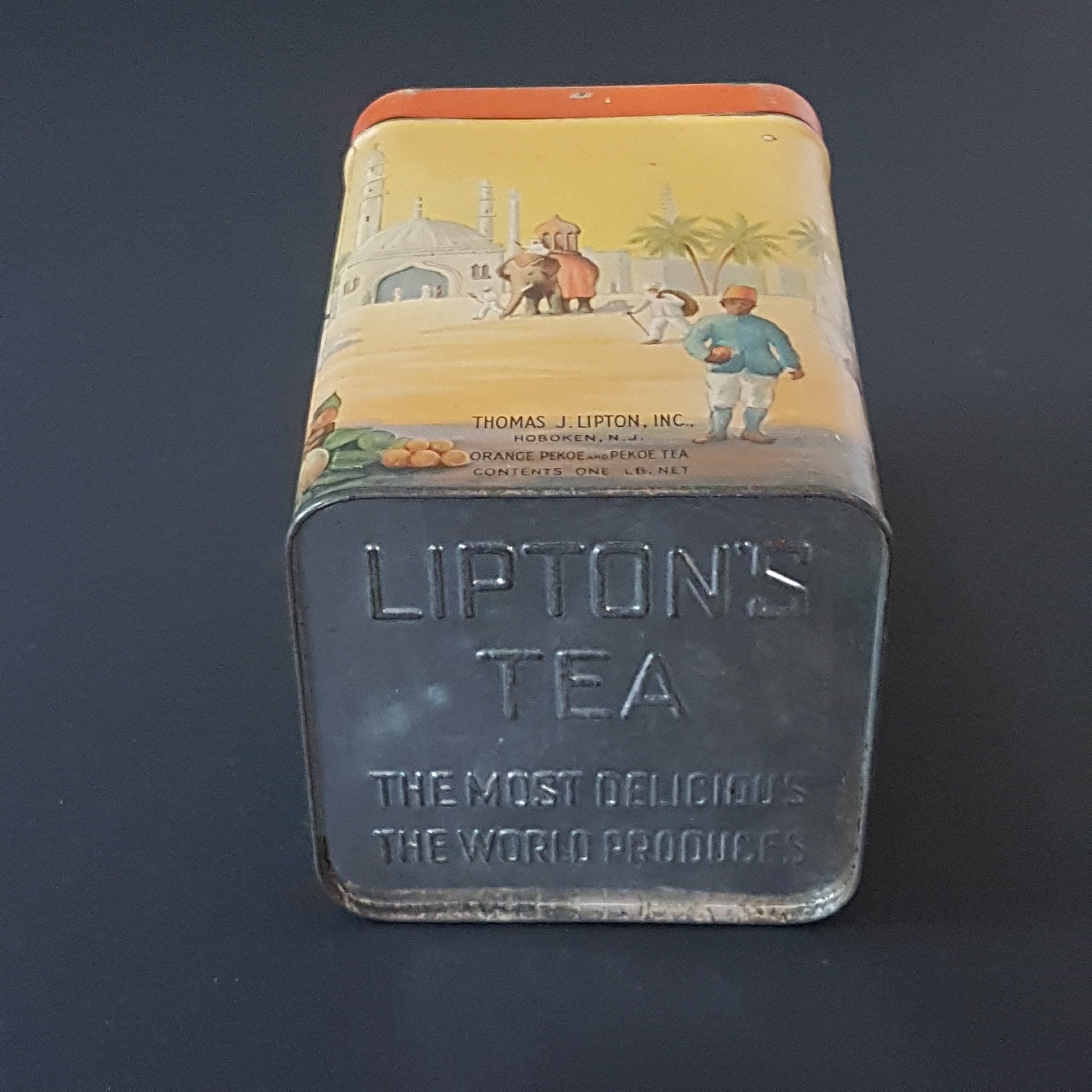 Vintage Lipton's Tea Tin, Lipton India Elephant Tea Box, Display Tin