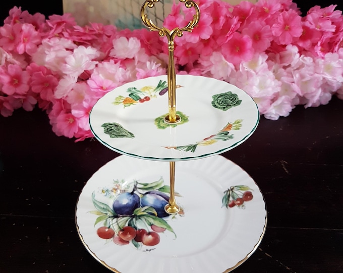 Elegant 2-Tier Bone China Stand for Tea Parties, Desserts, and Jewelry Display