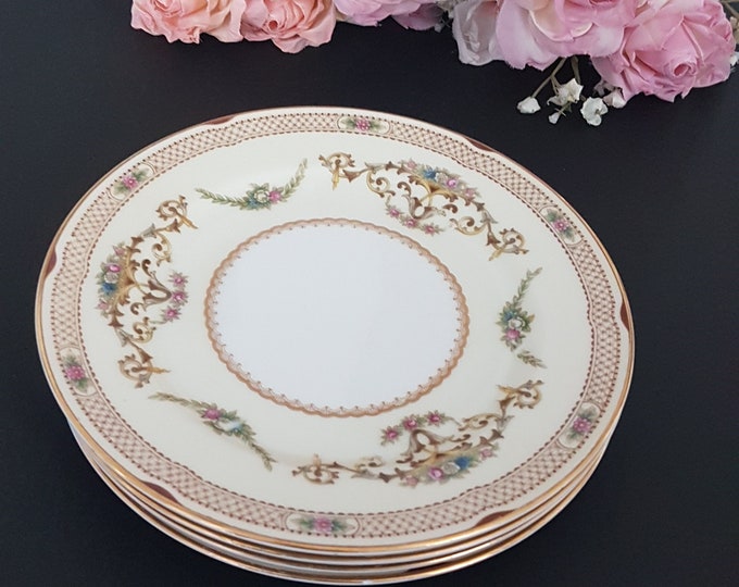 Noritake BERWICK Dessert Plates, 6.5 Inch, Set of 4, Vintage Side Bread Plates, Made in Japan, 1950s