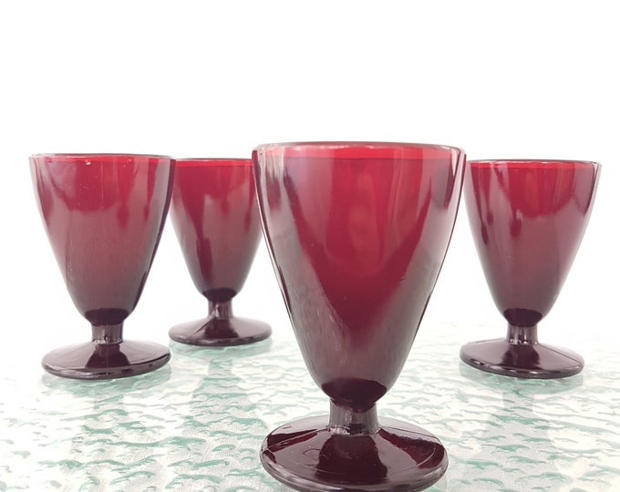 Anchor Hocking ROYAL RUBY Red Wine Glasses, Set of 4, Shot Glasses, 3oz Juice Glasses