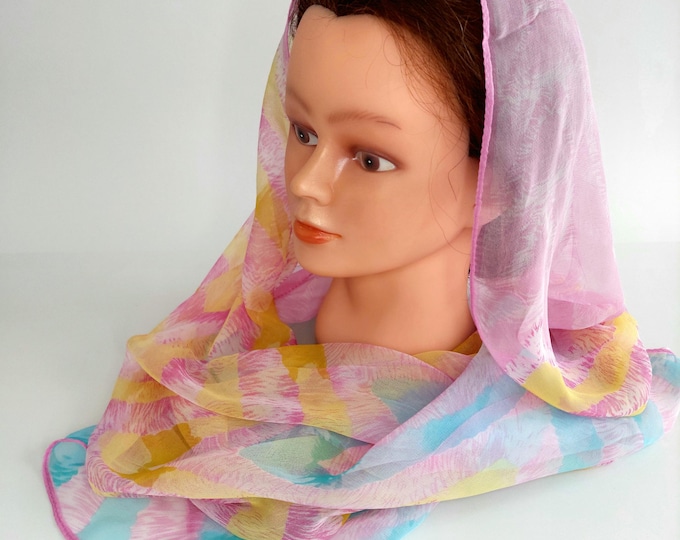 Pastel Silk Chiffon Scarf Lightweight Shoulder Wrap