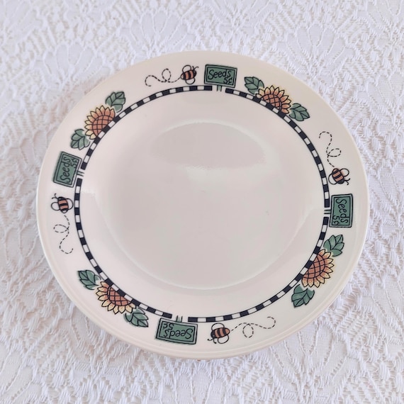 Vintage Corelle Sunblossoms 6.75 Inch Small Plates Sunflower Farmhouse Dinnerware