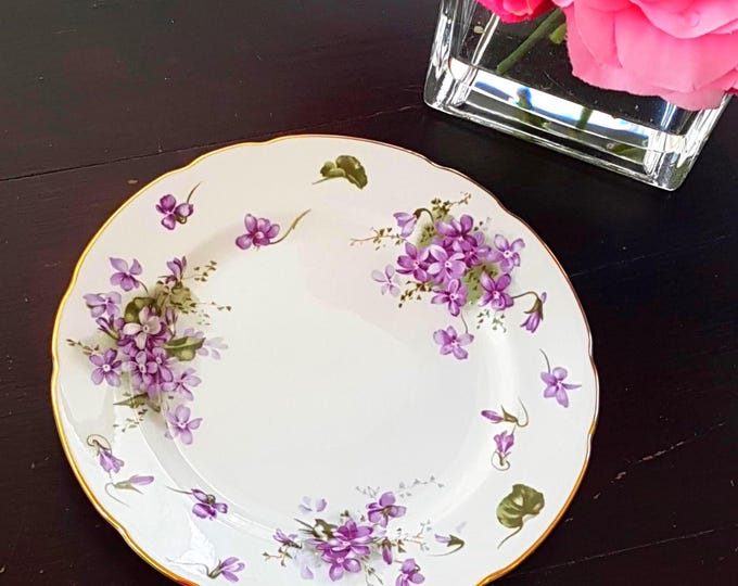 Hammersley Victorian Violets English Countryside Bone China Salad Plates, Each Plate