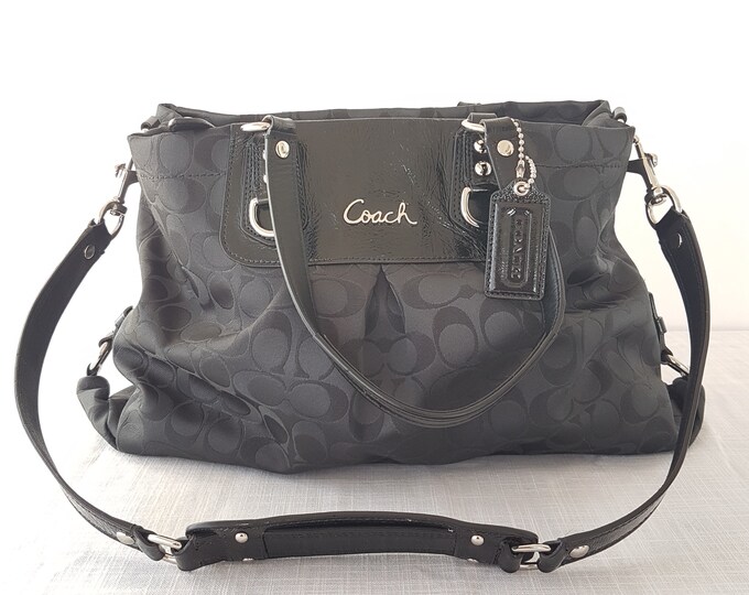 Vintage COACH Ashley Satchel Handbag, Black Signature Coach H1126-F15510