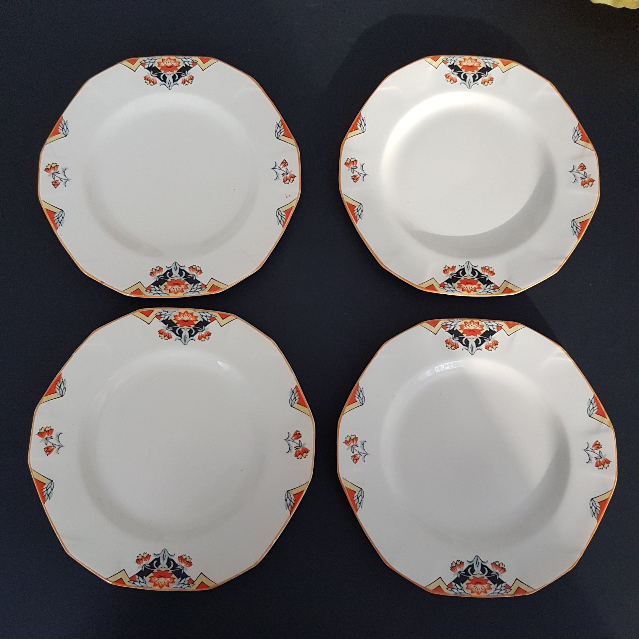 Art Deco Plates, Alfred Meakin Marigold BALMORAL, Princess Shape, 6.5