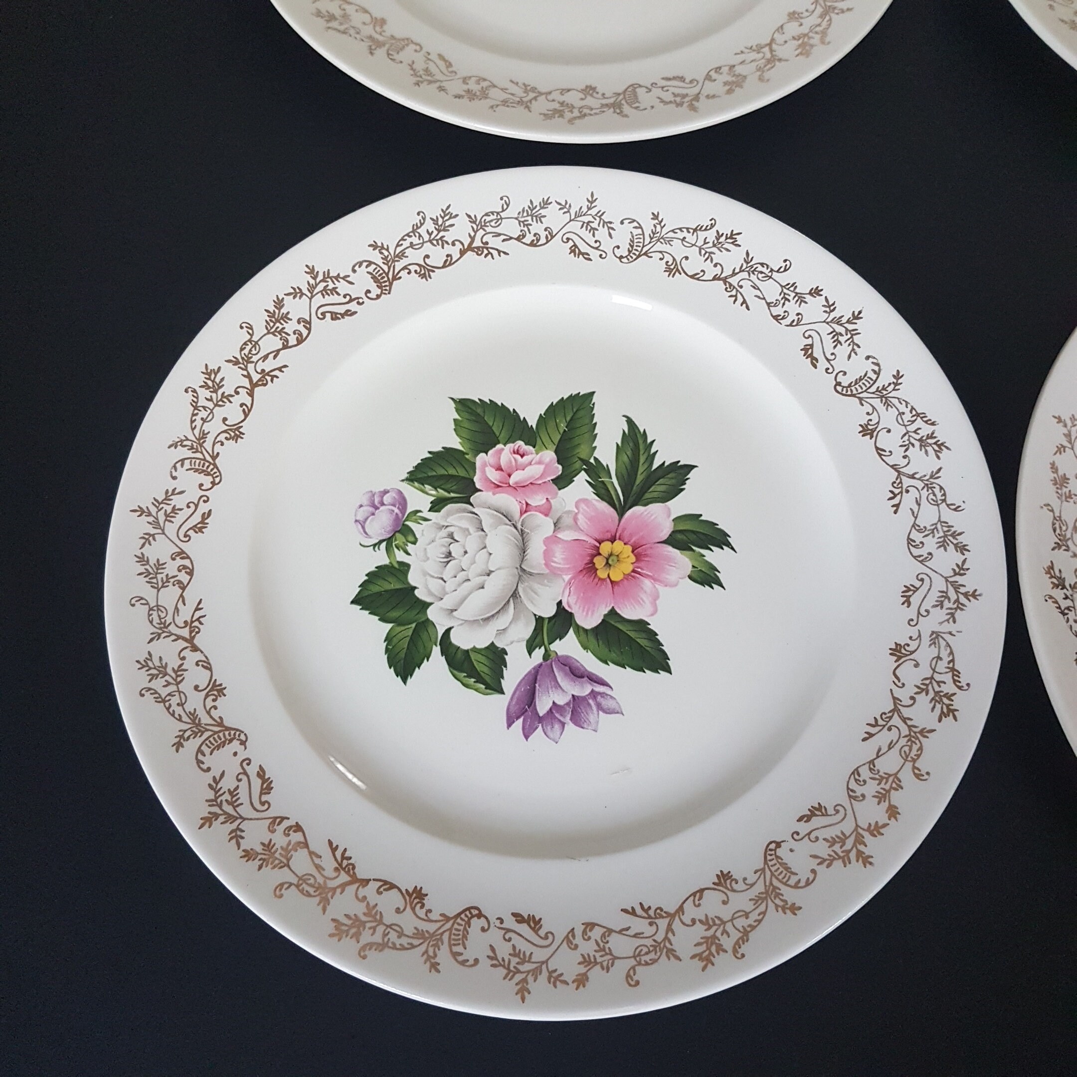 Dinner Plates, Set of 2, BOUQUET British Empire Ware, Ironstone