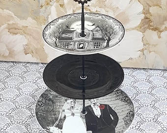 3 Tier Black Cake Stand for Spooky Halloween Party Decor and Serving