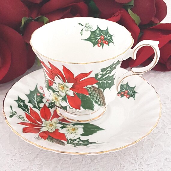Christmas Cup and Saucer English Bone China Tea Cup