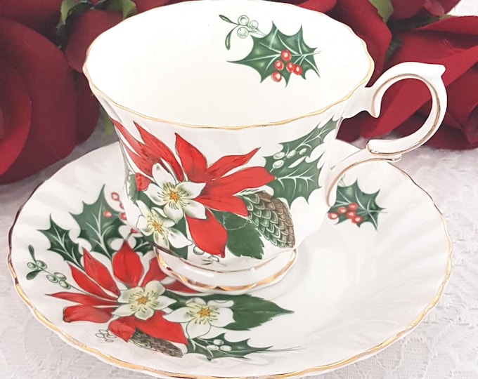 Christmas Cup and Saucer English Bone China Tea Cup