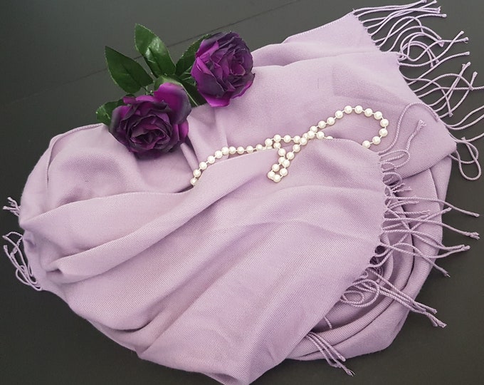 Shoulder Wrap, Large Scarf, Vintage Light Purple Mauve Blanket Scarf, Made in Italy, Gift for Her