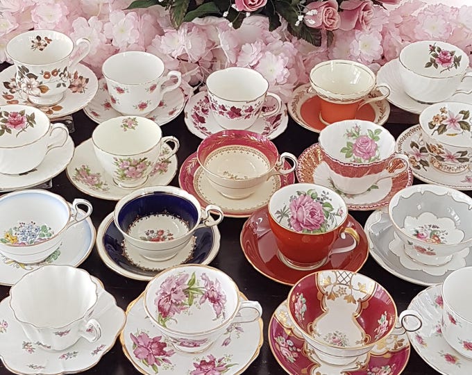 Mystery English Bone China Tea Cup and Saucer with Gift Options