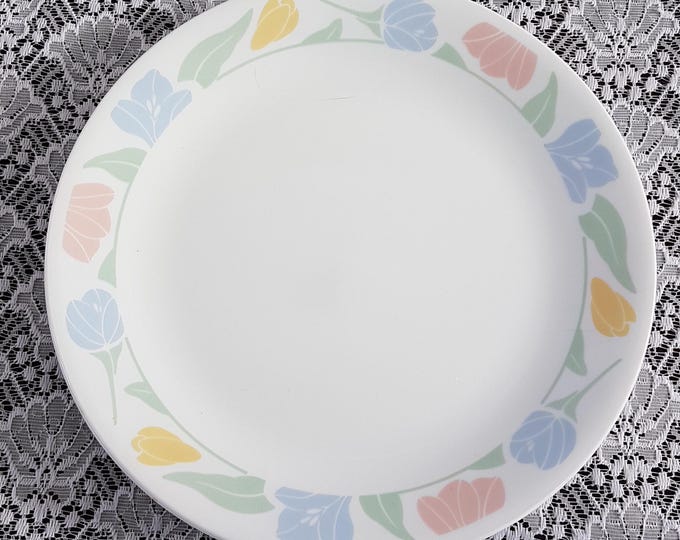 4pc Corelle FRIENDSHIP Dinner Plates Pastel Floral Rim, USA