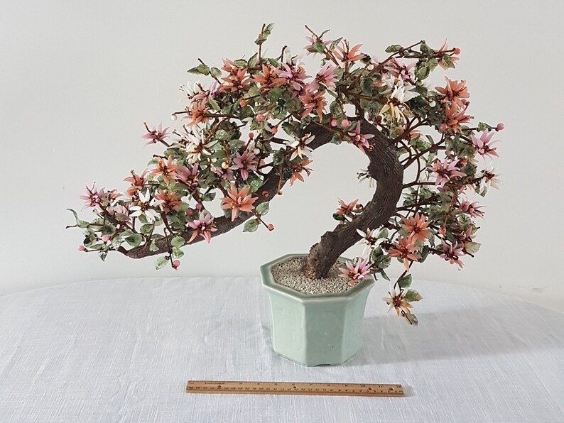 Huge Vintage Glass Bonsai Tree 23 X 19 Inch 15 Pounds Pink Etsy