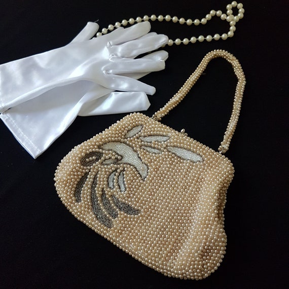 Beaded Bag, Vintage Beaded Purse, Kiss Lock, DuVal, Made in Japan
