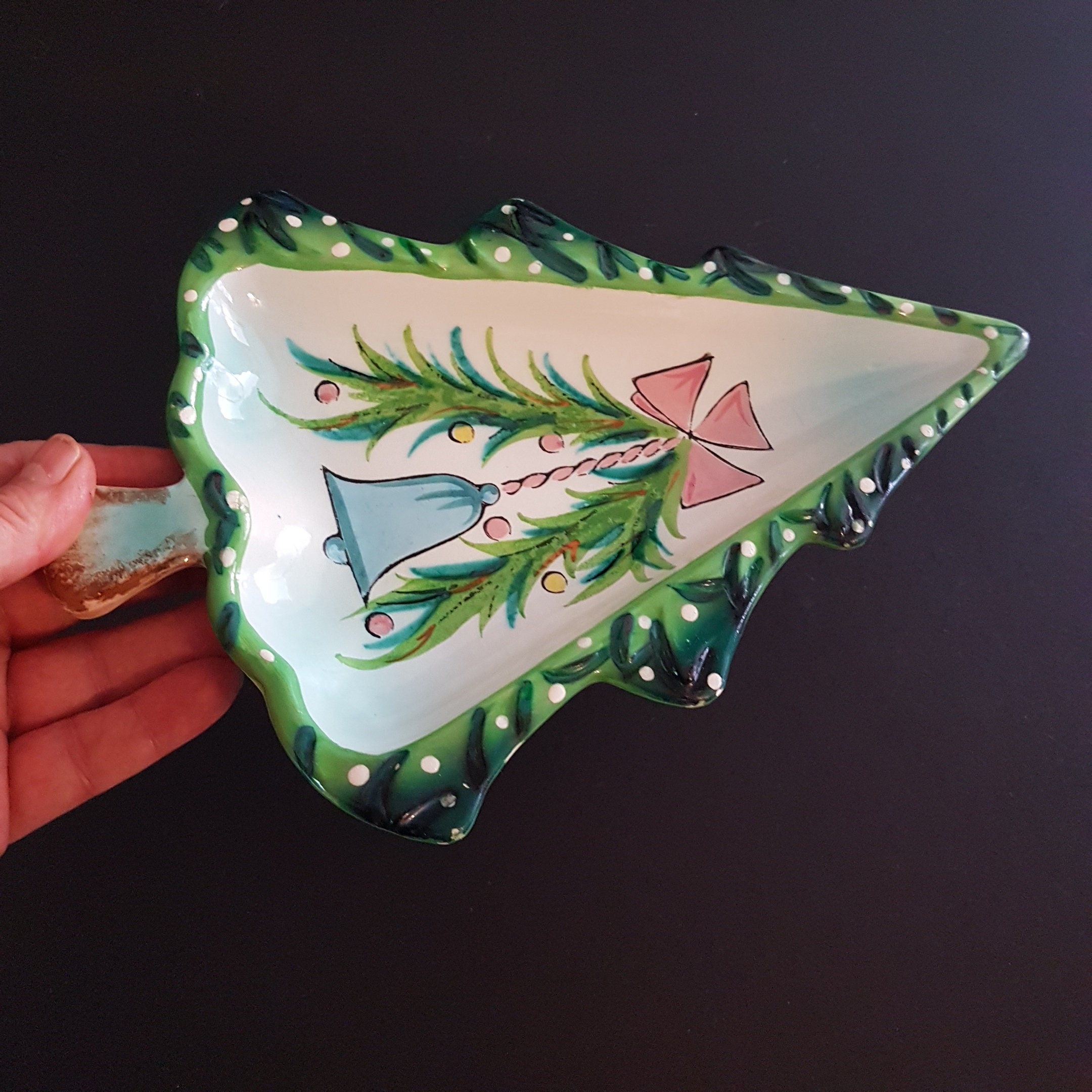 Vintage Christmas Tree Candy Dish, Japan, Mid Century Xmas Dish