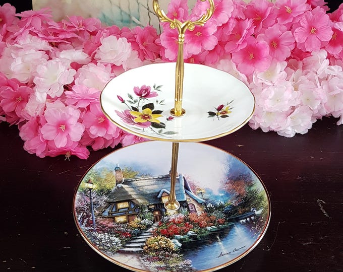 Elegant 2-Tier Bridgerton-Inspired Stand for Tea Parties, Desserts, and Jewelry Display