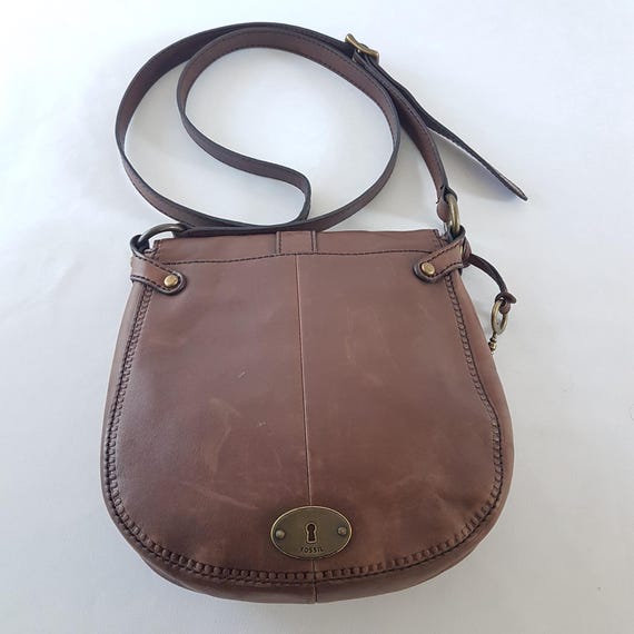 Sac Bandoulière Fossil En Cuir Vintage Couleur Caramel - Occasion Très Bon état