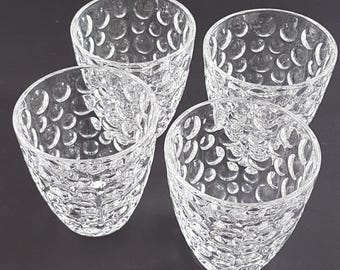Vintage Mikasa Crystal Double Old Fashioned Whiskey Glasses with Dot Pattern - 4 Piece Set