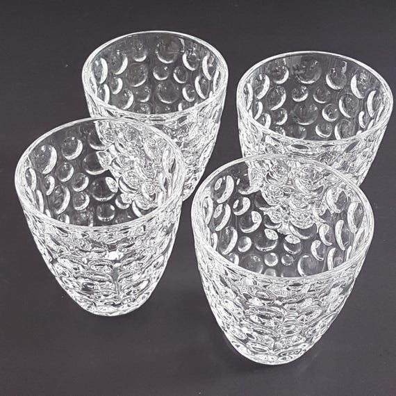 Vintage Mikasa Crystal Double Old Fashioned Whiskey Glasses with Dot Pattern - 4 Piece Set