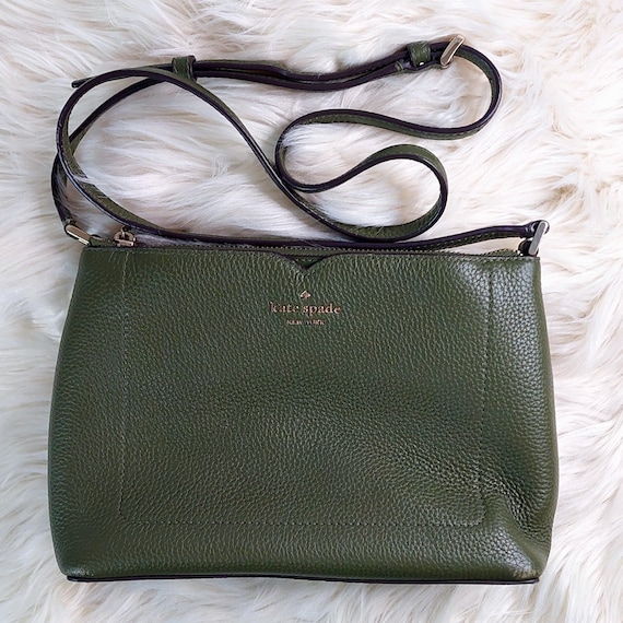 Authentic Kate Spade Harlow Crossbody Bag - Enchanted Green Pebbled Leather Forest Green Purse