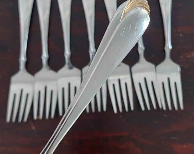 Stainless Steel Salad Dessert Forks Set of 8 Vintage Flatware
