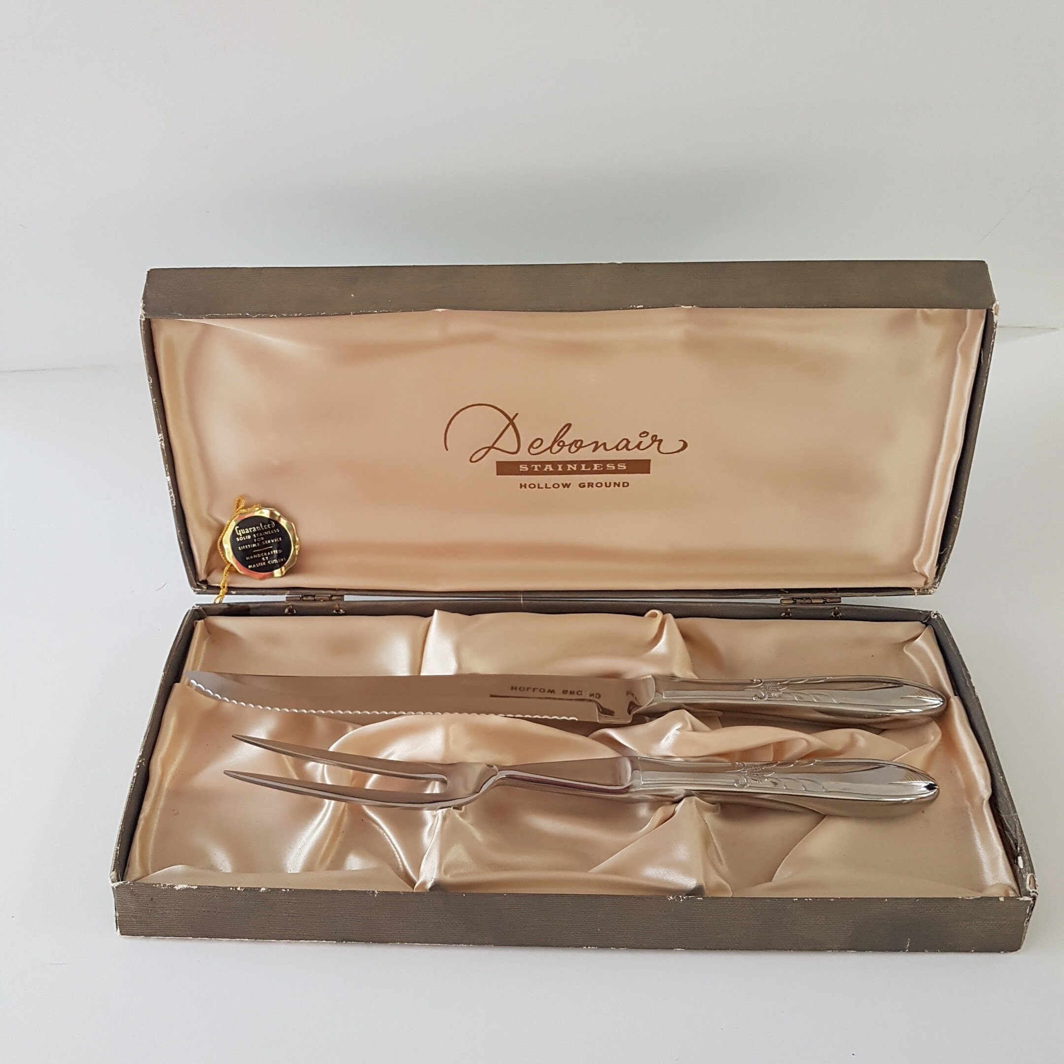 Vintage Meat Carving Set, Debonair Stainless Japan, Serrated Carving