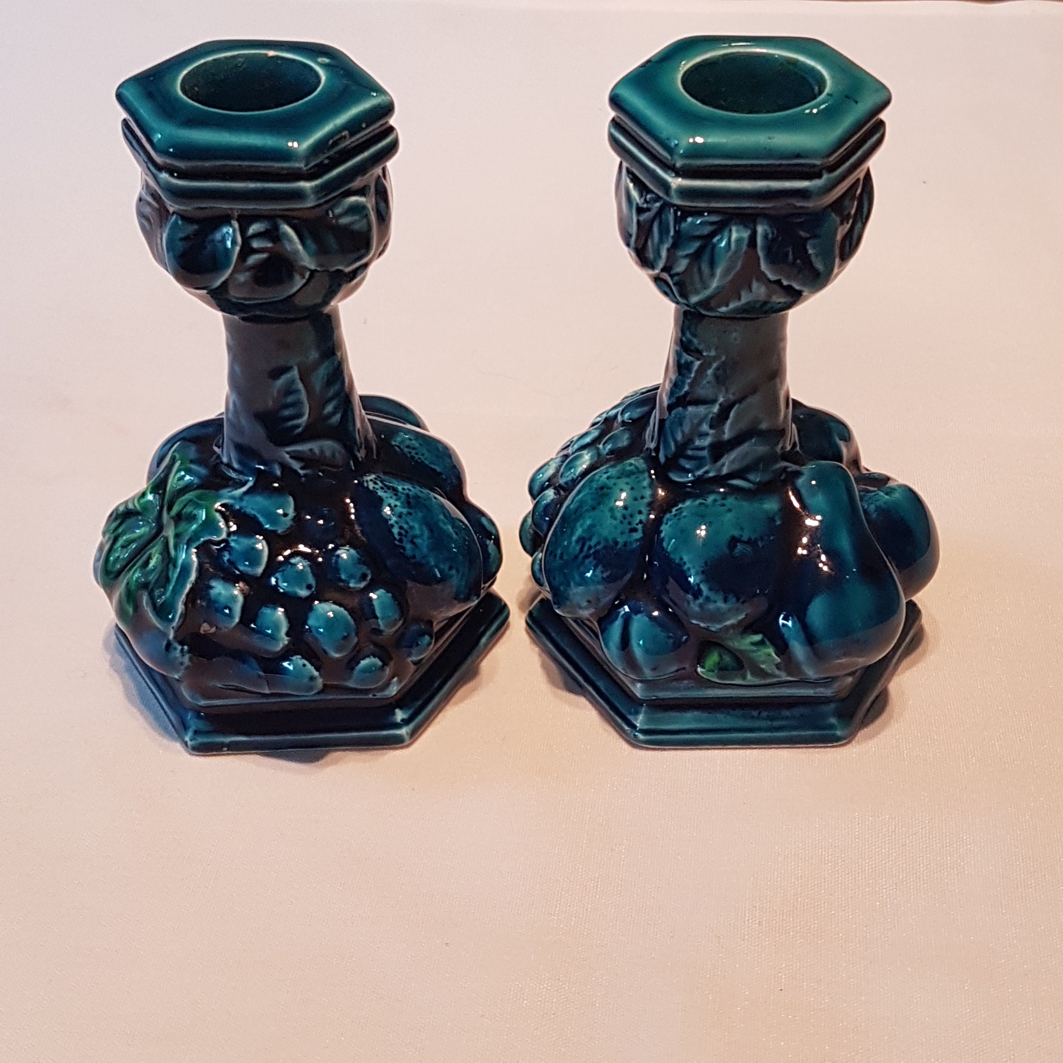 Vintage Giftcraft, Inarco Mood Indigo Blue, Pair, Candestick Holders