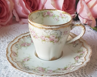 Theodore Haviland Limoges Tea Cup & Saucer, Demitasse, Espresso, Small Teacup