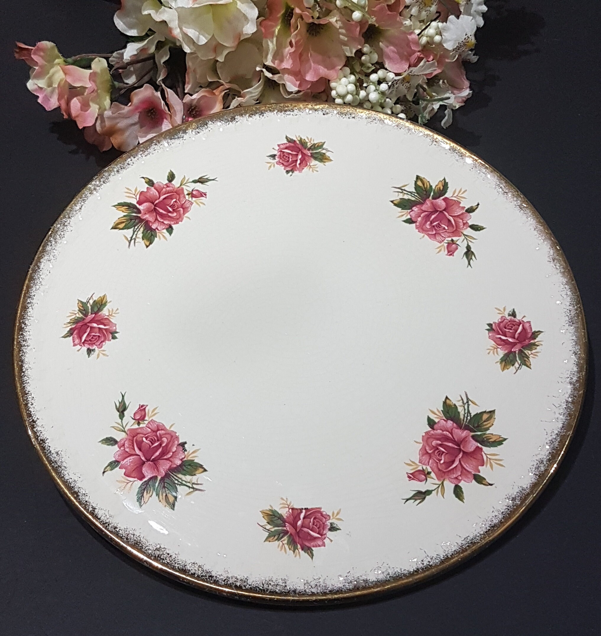 ＊ANNA＊Antique cake plate・* ② BC119 Vintage Aynsley Bone China 21cm Cake Plate. Cottage