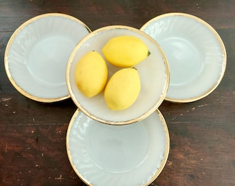 Fire King Golden Anniversary Milk Glass Bowls White Swirl Anchor Hocking Ovenware