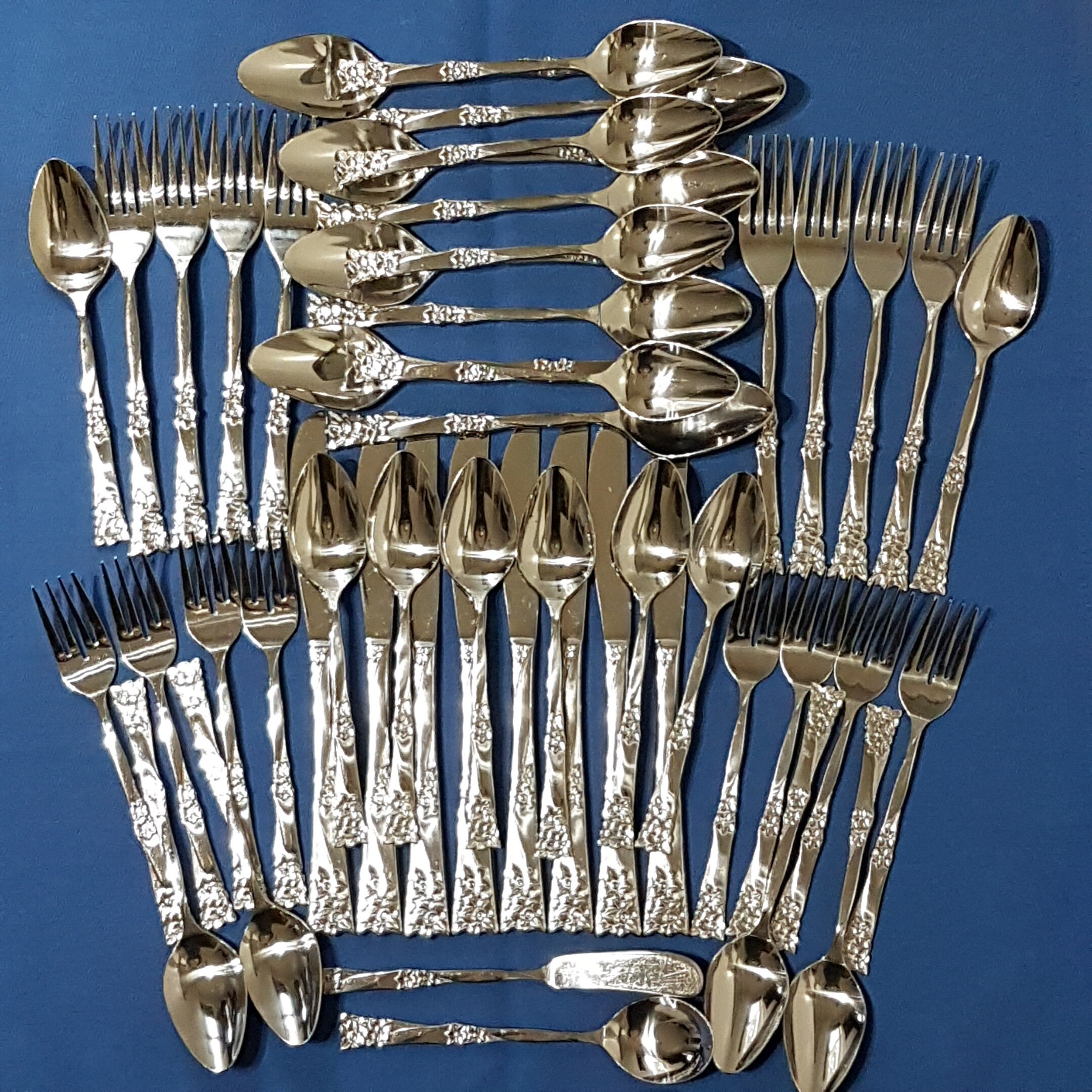 50pc Mid Century Stainless Flatware, Service for 8