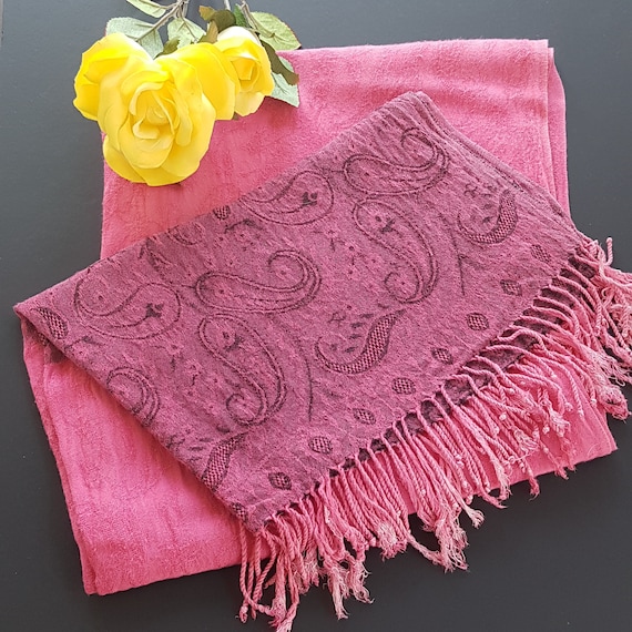 Simon Chang Designer Pink Black Evening Shawl Elegant Shoulder Wrap Formal Wedding Vintage Paisley